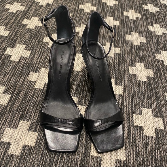 Sigerson Morrison Women’s Carita Black Leather Ankle Strap Pump Sandals … - Picture 2 of 8